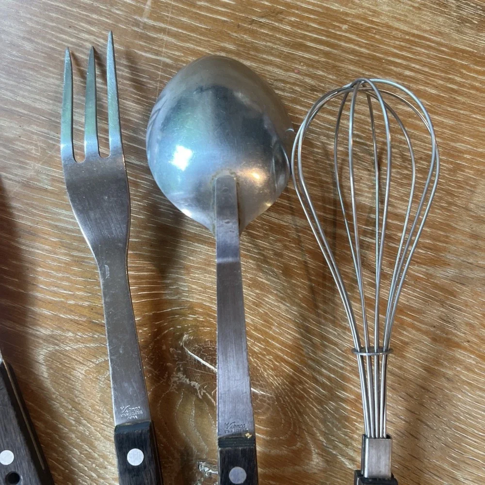 Vintage Vernco Stainless Steel Wood Handle Kitchen Utensils Lot of 5